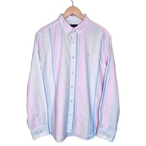 Charles Tyrwhitt NWT Light Pink Stripe Slim Button Down Washed Oxford Size Large